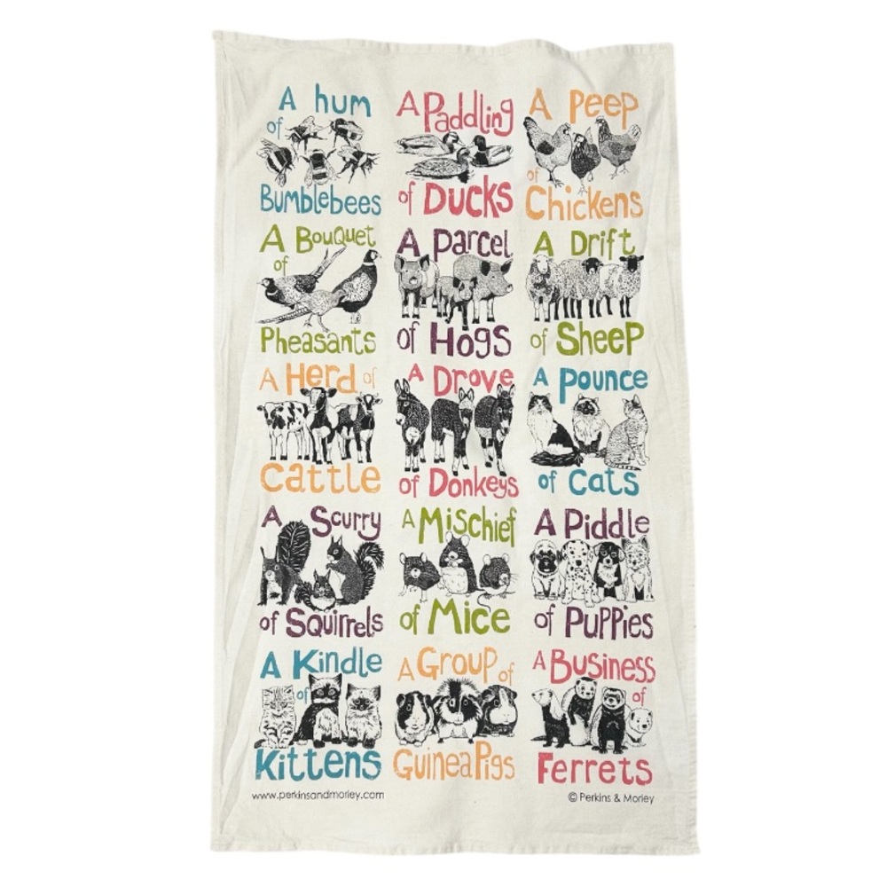 Perkins & Morley Collective Noun Animals Tea Towel